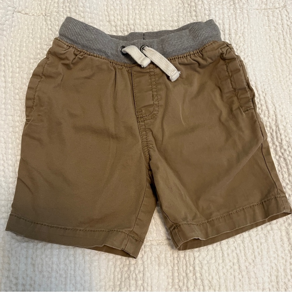 Boys tan khaki drawstring short - size 4T
